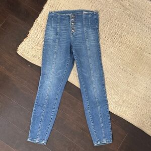 Blank NYC High-Rise Blue Button-Front Jeans | Size 28